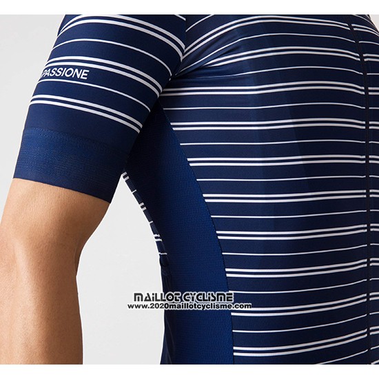 2019 Maillot Ciclismo La Passione Stripe Bleu Manches Courtes et Cuissard